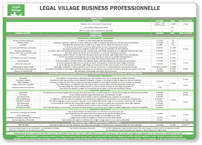 legal village business professionnelle fiche commerciale